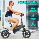 ANCHEER Folding Electric Bike for Adults, Ebike, Electric Bikes, Foldable 14" Electric Bicycle for Men Women, Cruise Control Ebikes, LCD Digital Display, Dual Suspension Fork