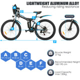 ANCHEER 26'' Folding Electric Mountain Bike Electric Bike with Battery